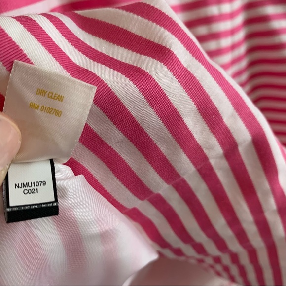 Kate Spade Jillian Bow Seersucker Striped Sleeveless Cotton dress pink white - Picture 12 of 13